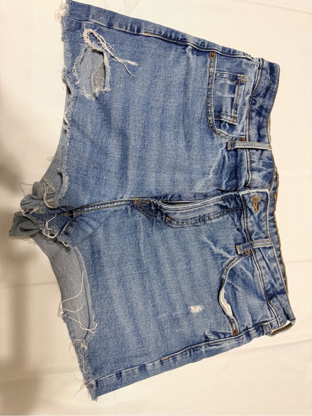 Classic High-Rise Distressed Denim Shorts - Light Blue Old Navy